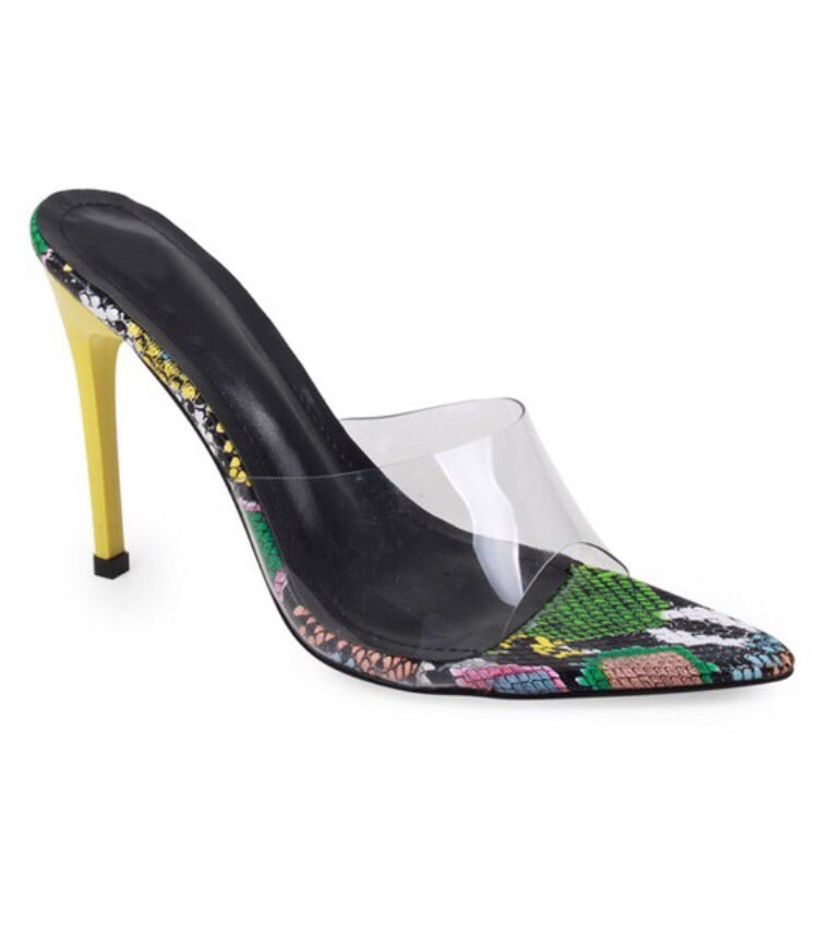“Bella” Multicolor Snakeskin Heels